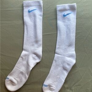 Nike White and Blue Athletic Crew Socks